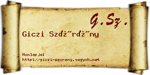 Giczi Szörény névjegykártya