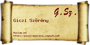 Giczi Szörény névjegykártya